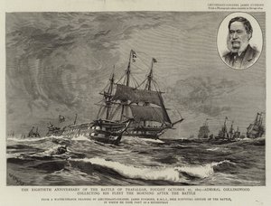 El Octogésimo Aniversario de la Batalla de Trafalgar, librada el 21 de octubre de 1805, el Almirante Collingwood reuniendo su Flota la Mañana después de la Batalla